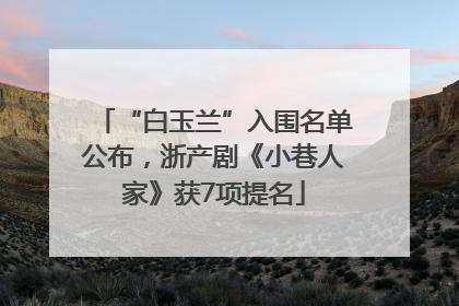 “白玉兰”入围名单公布，浙产剧《小巷人家》获7项提名