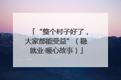 “整个村子好了，大家都能受益”（稳就业·暖心故事）