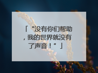 “没有你们帮助，我的世界就没有了声音！”
