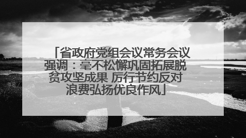省政府党组会议常务会议强调：毫不松懈巩固拓展脱贫攻坚成果 厉行节约反对浪费弘扬优良作风