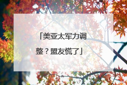 美亚太军力调整？盟友慌了