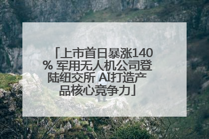 上市首日暴涨140% 军用无人机公司登陆纽交所 AI打造产品核心竞争力