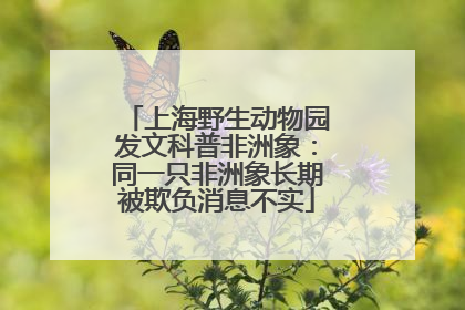 上海野生动物园发文科普非洲象：同一只非洲象长期被欺负消息不实