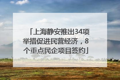上海静安推出34项举措促进民营经济，8个重点民企项目签约