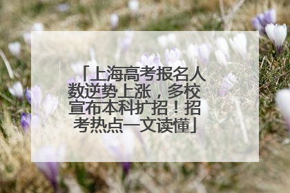 上海高考报名人数逆势上涨，多校宣布本科扩招！招考热点一文读懂