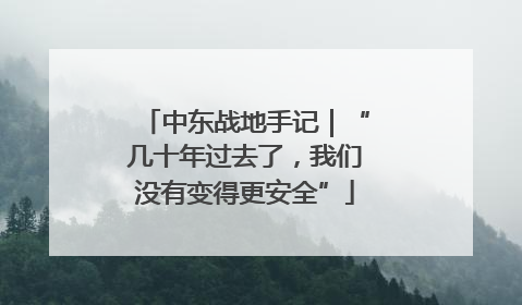 中东战地手记｜“几十年过去了，我们没有变得更安全”