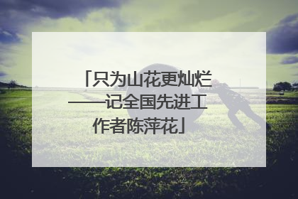 只为山花更灿烂——记全国先进工作者陈萍花