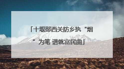 十堰郧西关防乡执“烟”为笔 谱就富民曲