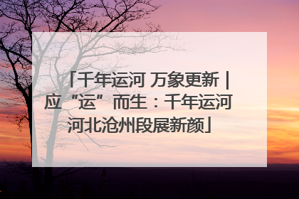 千年运河 万象更新｜应“运”而生：千年运河河北沧州段展新颜