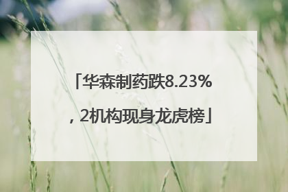 华森制药跌8.23%，2机构现身龙虎榜