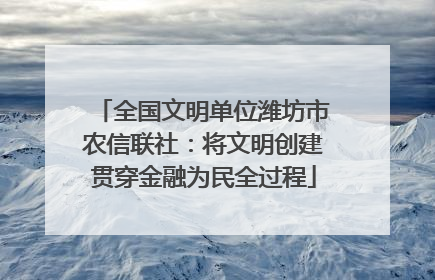 全国文明单位潍坊市农信联社：将文明创建贯穿金融为民全过程