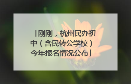 刚刚，杭州民办初中（含民转公学校）今年报名情况公布