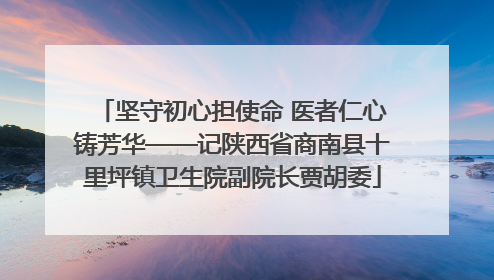 坚守初心担使命 医者仁心铸芳华——记陕西省商南县十里坪镇卫生院副院长贾胡委