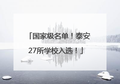 国家级名单！泰安27所学校入选！
