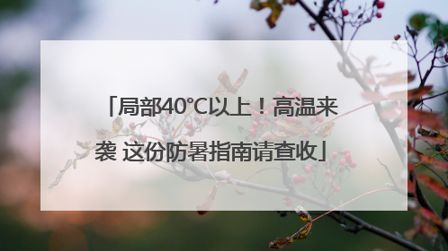 局部40℃以上！高温来袭 这份防暑指南请查收