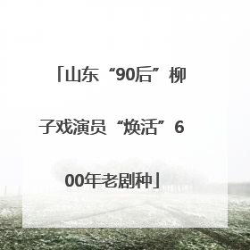 山东“90后”柳子戏演员“焕活”600年老剧种