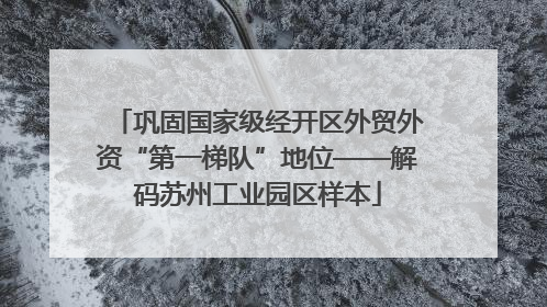 巩固国家级经开区外贸外资“第一梯队”地位——解码苏州工业园区样本