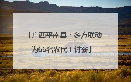 广西平南县：多方联动为66名农民工讨薪