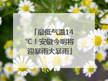 最低气温14℃！安徽今明将迎暴雨大暴雨
