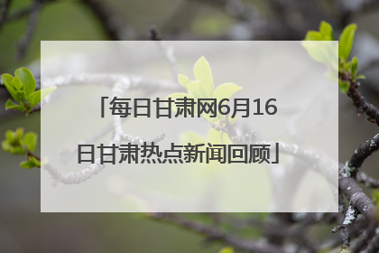 每日甘肃网6月16日甘肃热点新闻回顾
