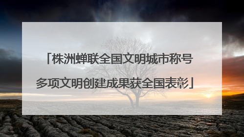 株洲蝉联全国文明城市称号 多项文明创建成果获全国表彰