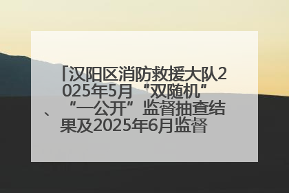 汉阳区消防救援大队2025年5月“双随机”、“一公开”监督抽查结果及2025年6月监督抽查任务公示