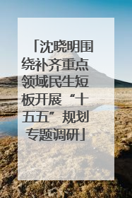 沈晓明围绕补齐重点领域民生短板开展“十五五”规划专题调研