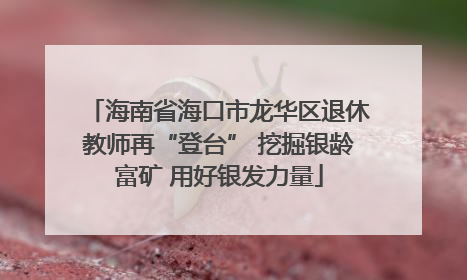 海南省海口市龙华区退休教师再“登台” 挖掘银龄富矿 用好银发力量