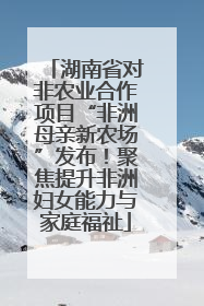 湖南省对非农业合作项目“非洲母亲新农场”发布！聚焦提升非洲妇女能力与家庭福祉