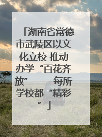 湖南省常德市武陵区以文化立校 推动办学“百花齐放”——每所学校都“精彩”