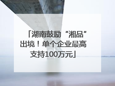 湖南鼓励“湘品”出境！单个企业最高支持100万元