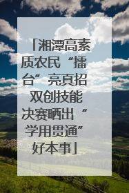 湘潭高素质农民“擂台”亮真招 双创技能决赛晒出“学用贯通”好本事