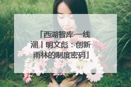 西湖智库·一线潮丨明文彪：创新雨林的制度密码