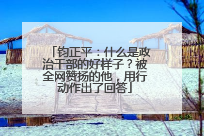 钧正平：什么是政治干部的好样子？被全网赞扬的他，用行动作出了回答