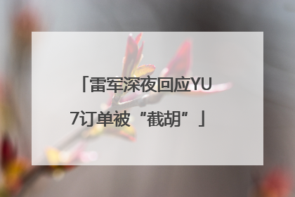 雷军深夜回应YU7订单被“截胡”