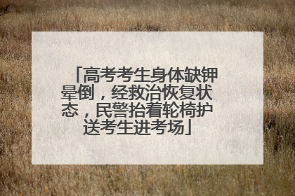 高考考生身体缺钾晕倒，经救治恢复状态，民警抬着轮椅护送考生进考场