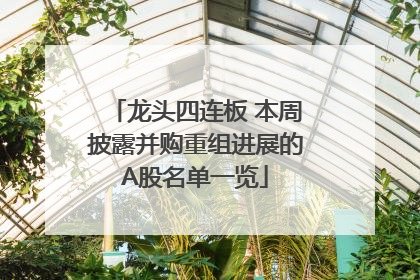 龙头四连板 本周披露并购重组进展的A股名单一览