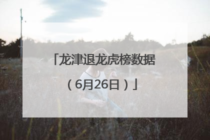 龙津退龙虎榜数据（6月26日）