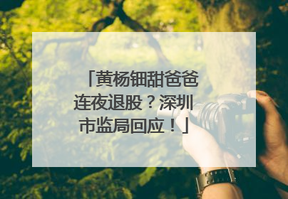 黄杨钿甜爸爸连夜退股？深圳市监局回应！