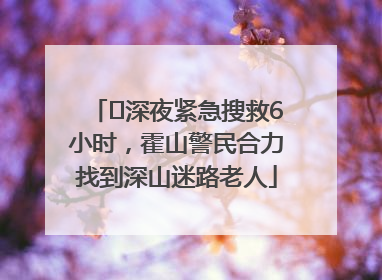 ﻿深夜紧急搜救6小时，霍山警民合力找到深山迷路老人