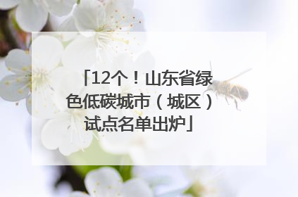 12个！山东省绿色低碳城市（城区）试点名单出炉