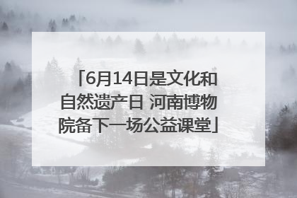 6月14日是文化和自然遗产日 河南博物院备下一场公益课堂