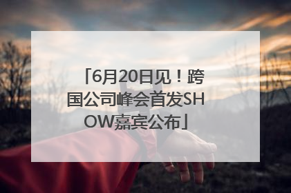 6月20日见！跨国公司峰会首发SHOW嘉宾公布